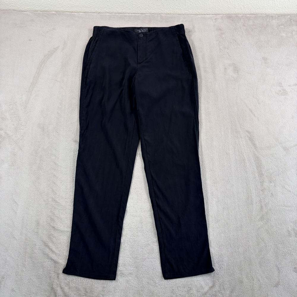 Rag & Bone Elastic Waist Trouser Pants in Black Silk Women 6 Made in USA